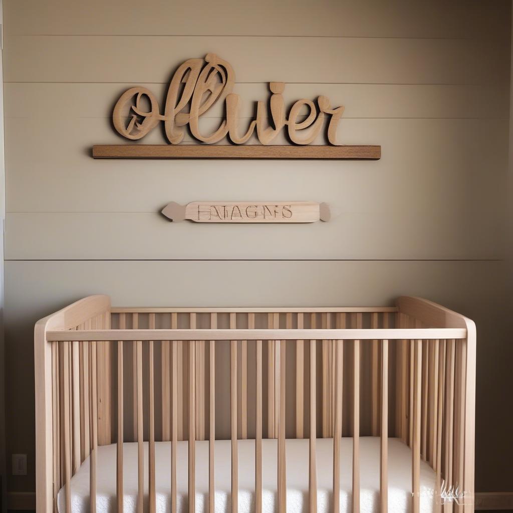 Rustic Wooden Name Sign for Nursery