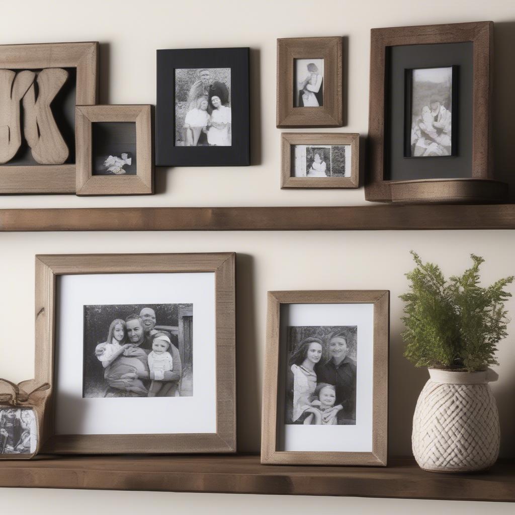 Rustic Wooden Photo Frames Display