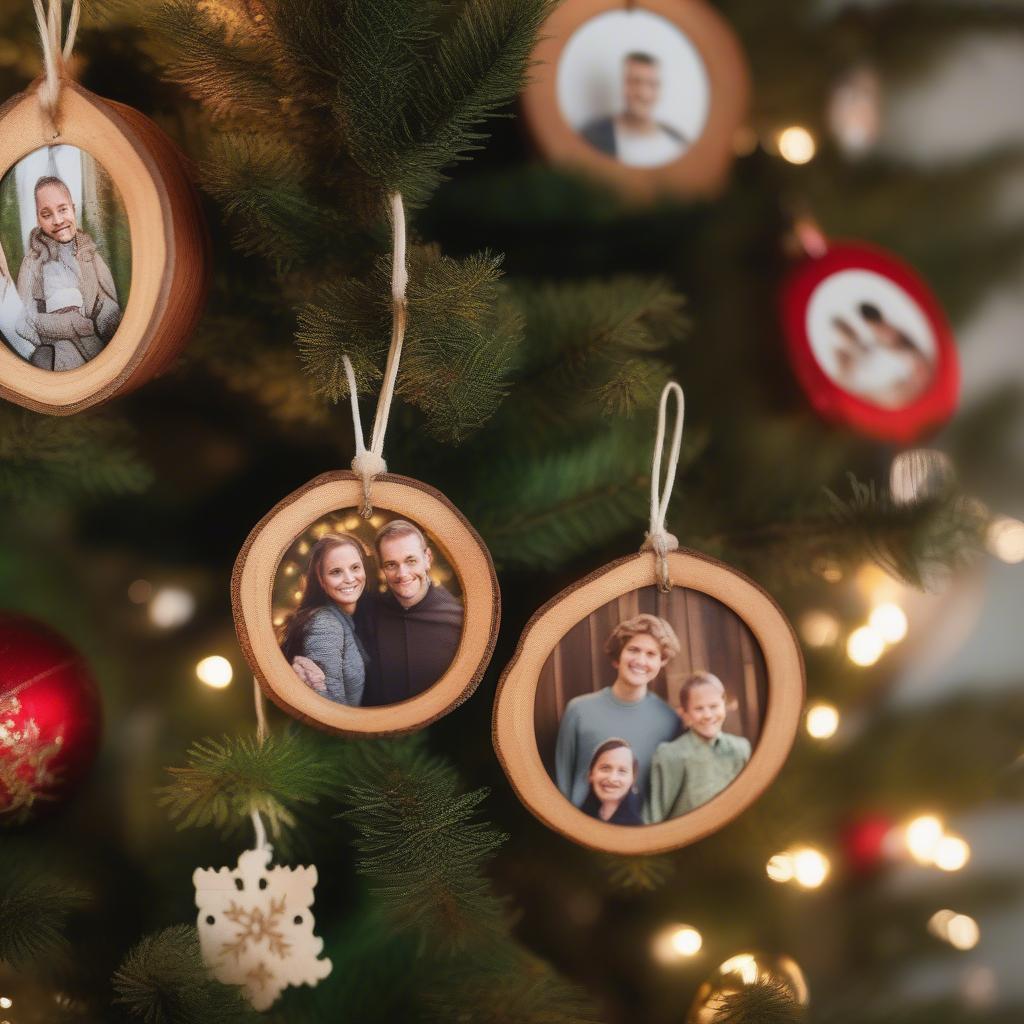 Rustic Wooden Picture Tree Ornaments