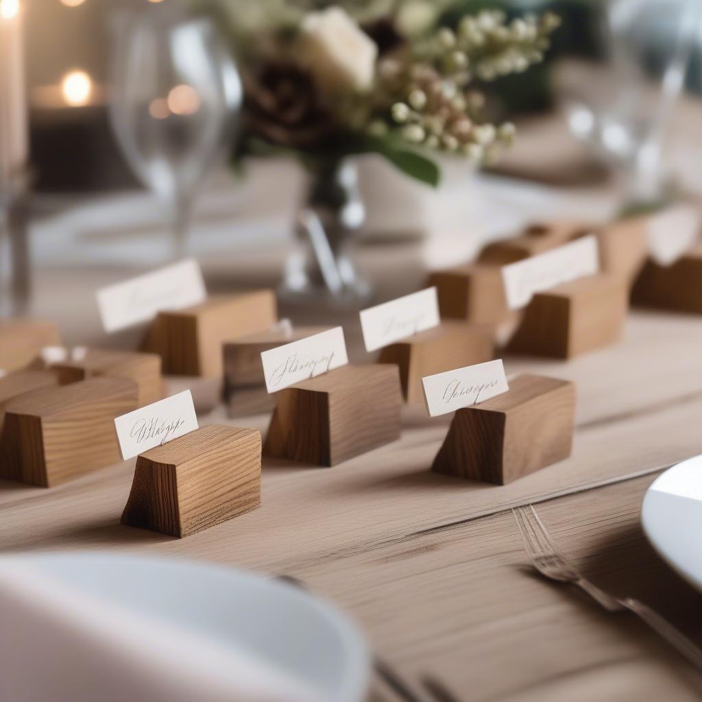 Rustic Wooden Place Card Holders for Weddings