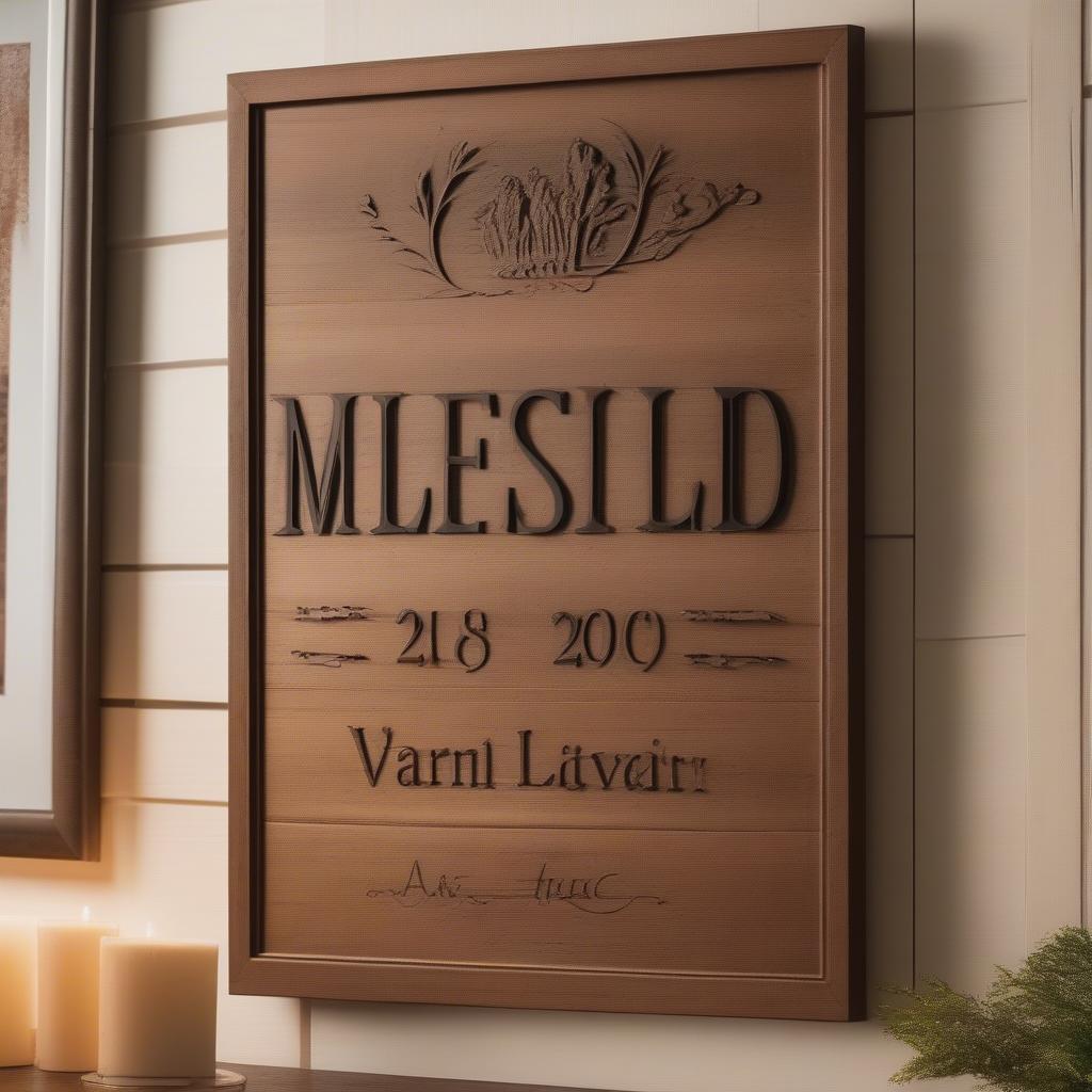 Rustic Wooden Plaque Sign Hanging in a Cozy Living Room