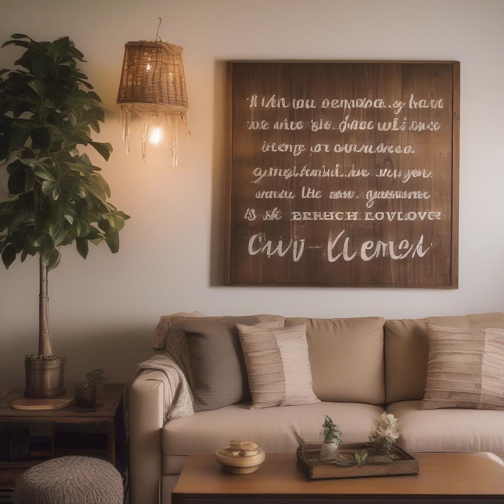 Rustic Wooden Quote Sign in Living Room