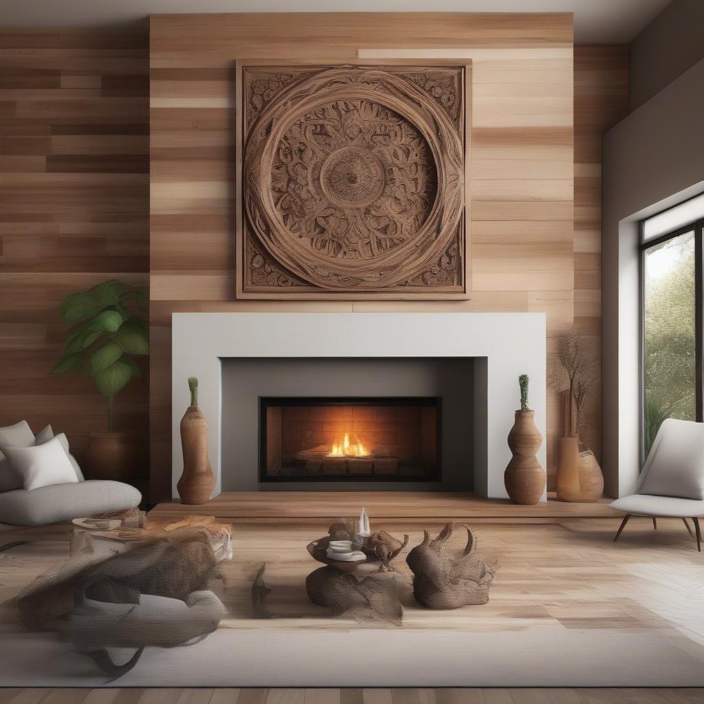 Rustic Wooden Wall Art in Living Room