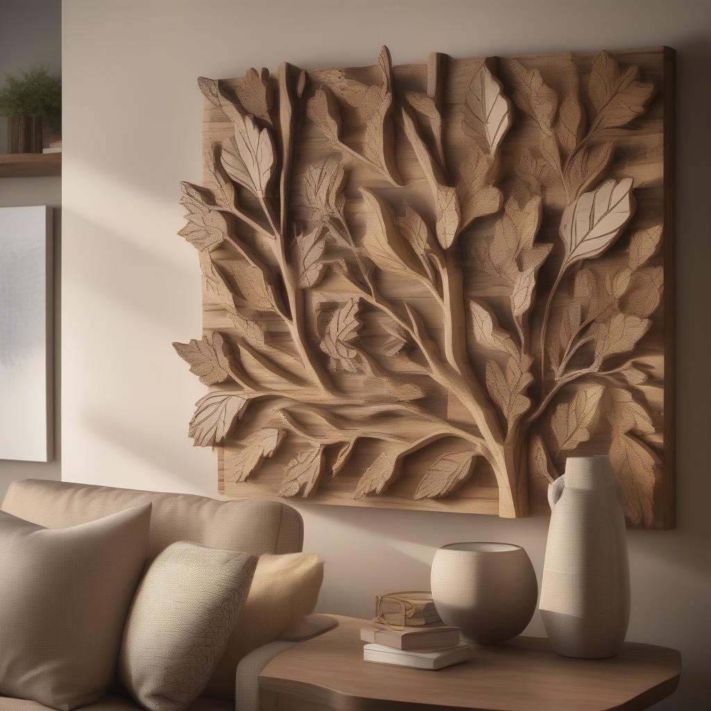 Rustic Wooden Wall Art in a Living Room