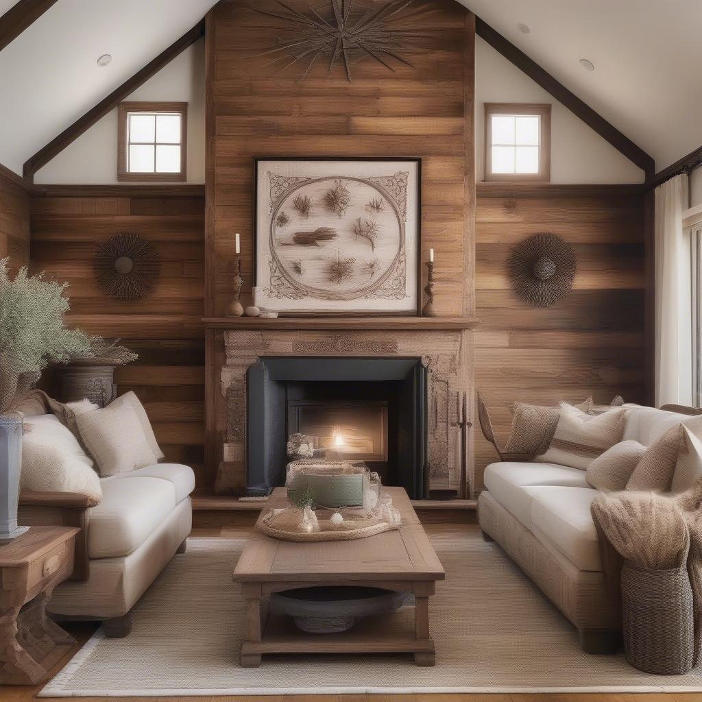 Rustic Wooden Wall Art in a Living Room