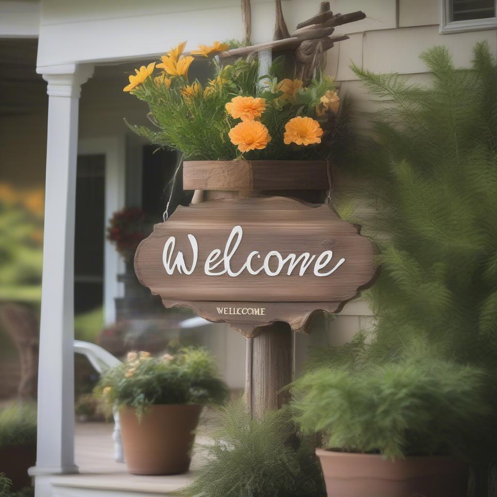 Rustic Wooden Welcome Sign for Front Porch