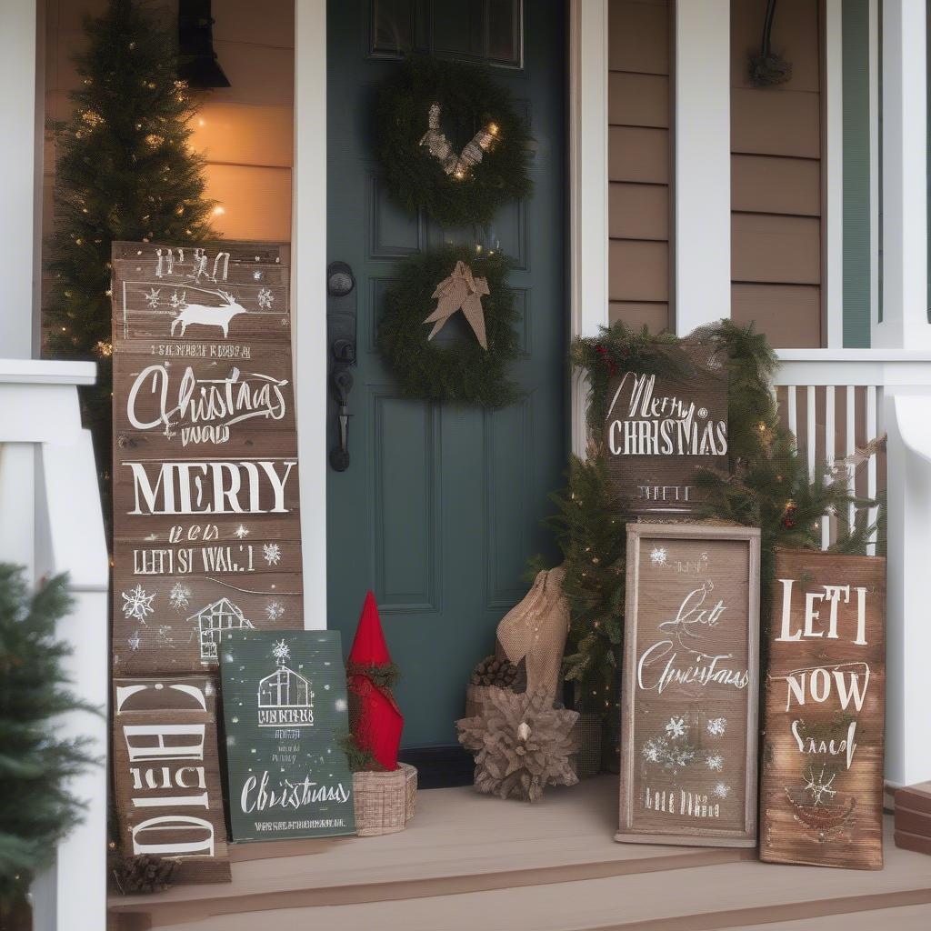 Rustic Xmas Wood Signs for Porch