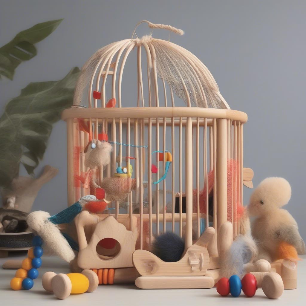 Safe and Stylish Birdcage Decor with Toys