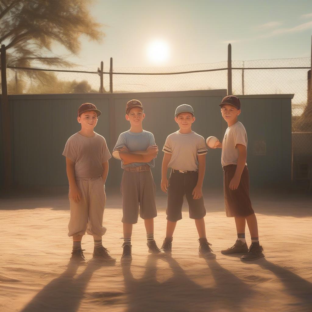 The Sandlot kids playing baseball, embodying the spirit of legends.