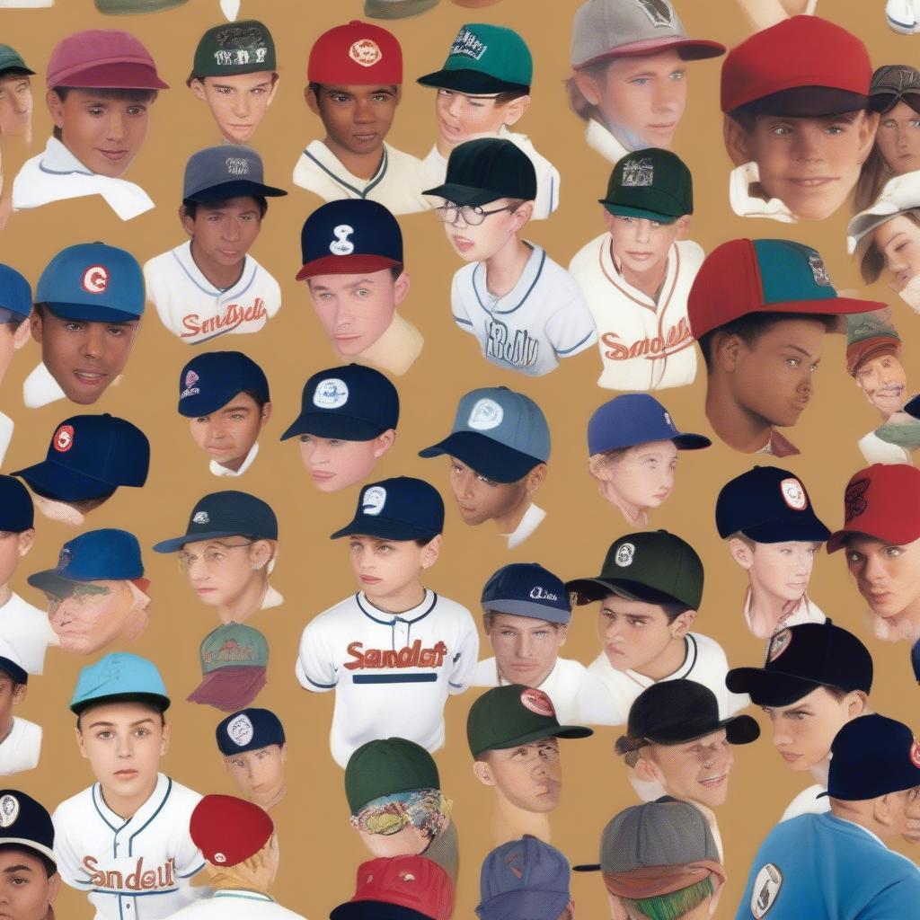 The Sandlot baseball team wearing their iconic hats