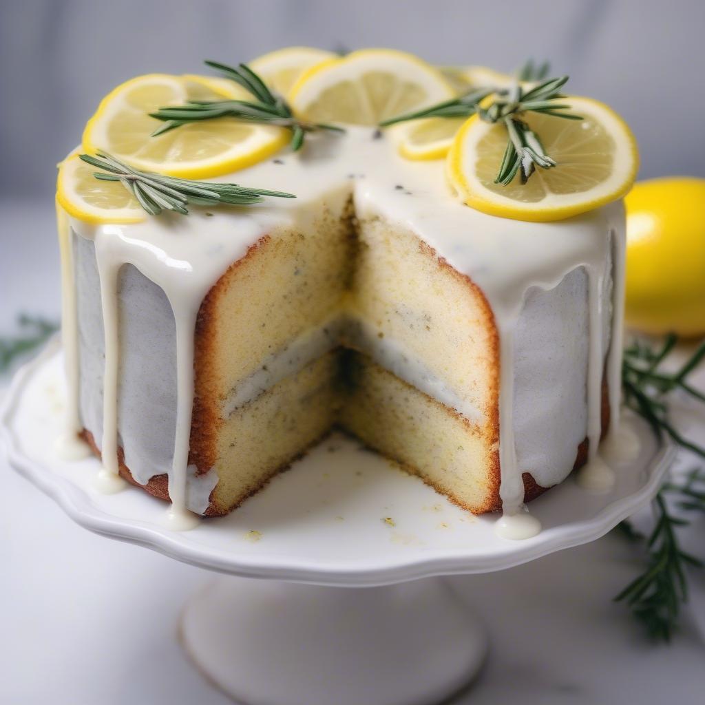 Lemon Poppy Seed Sandlot Cake with Glaze