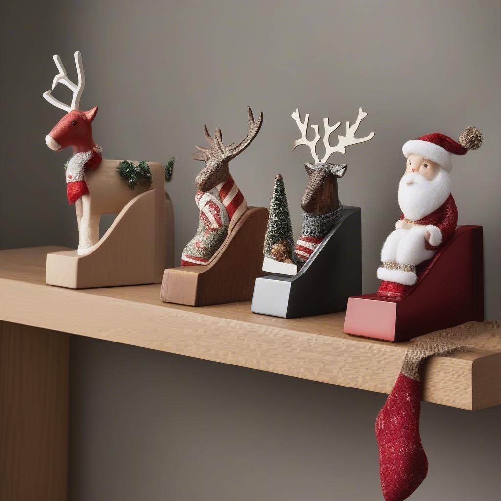 Variety of Santa and Reindeer Stocking Holders