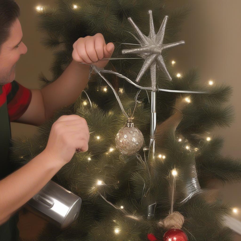 Securing a Metallic Tree Topper