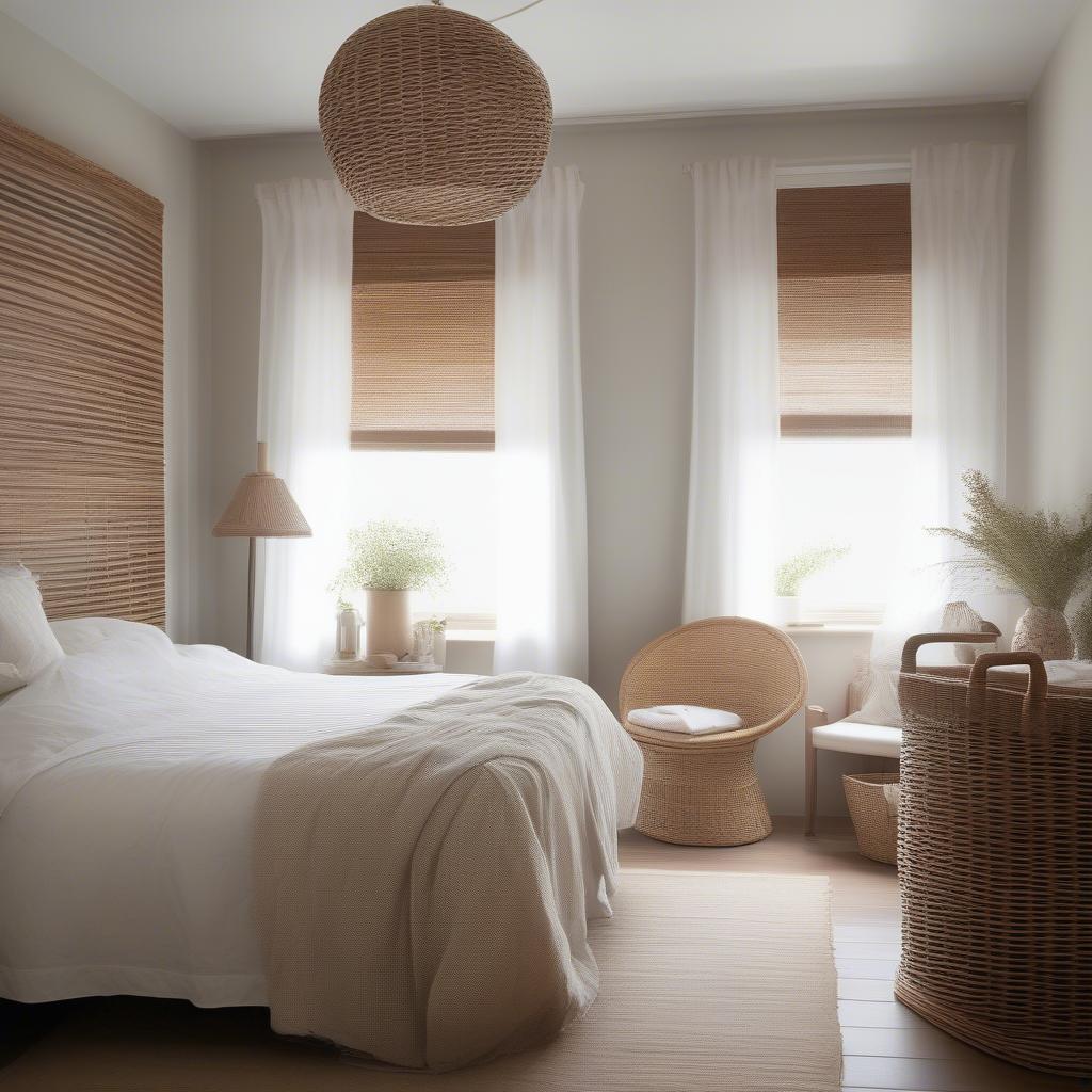 Wicker and Rattan Accents in Bedroom