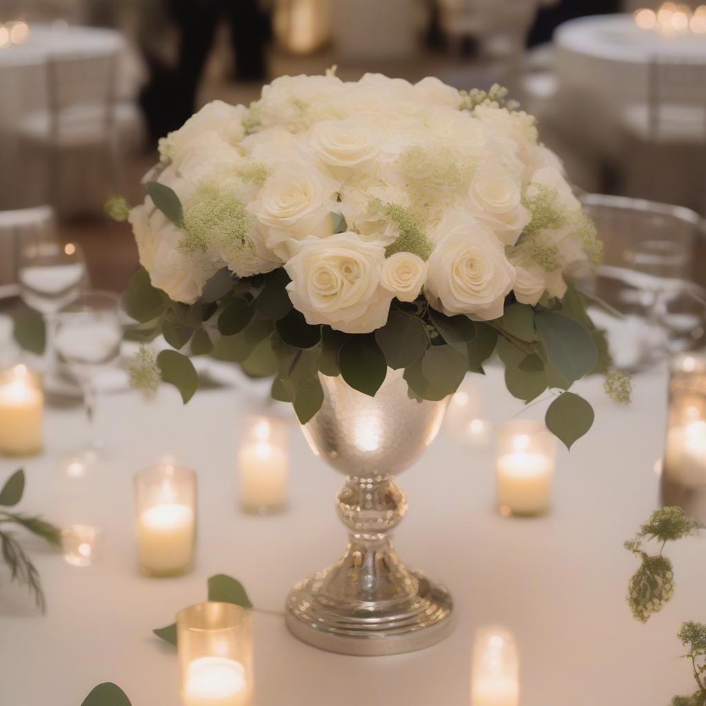 Silver Mercury Vase Wedding Centerpiece