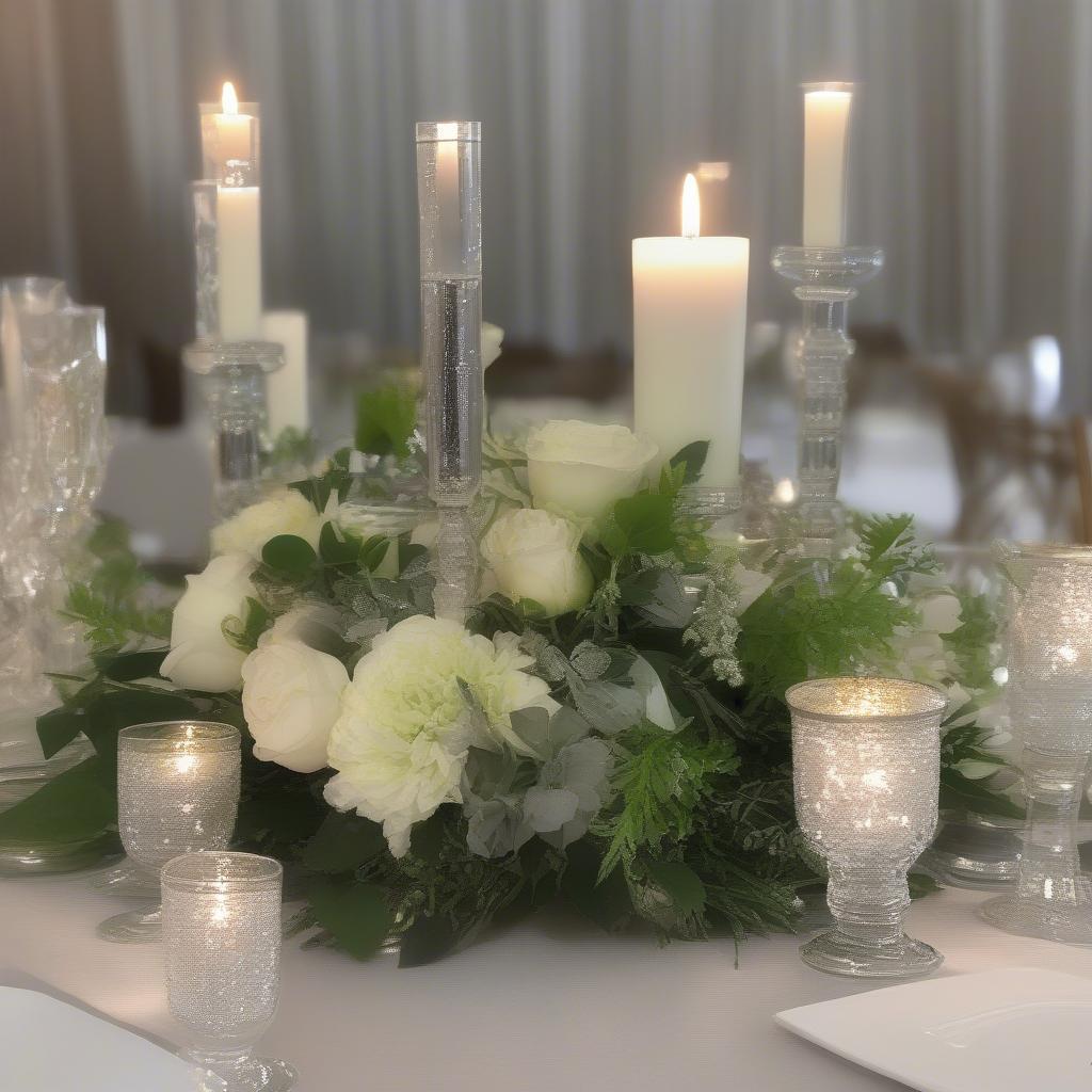 Silver Mercury Votives as a Centerpiece