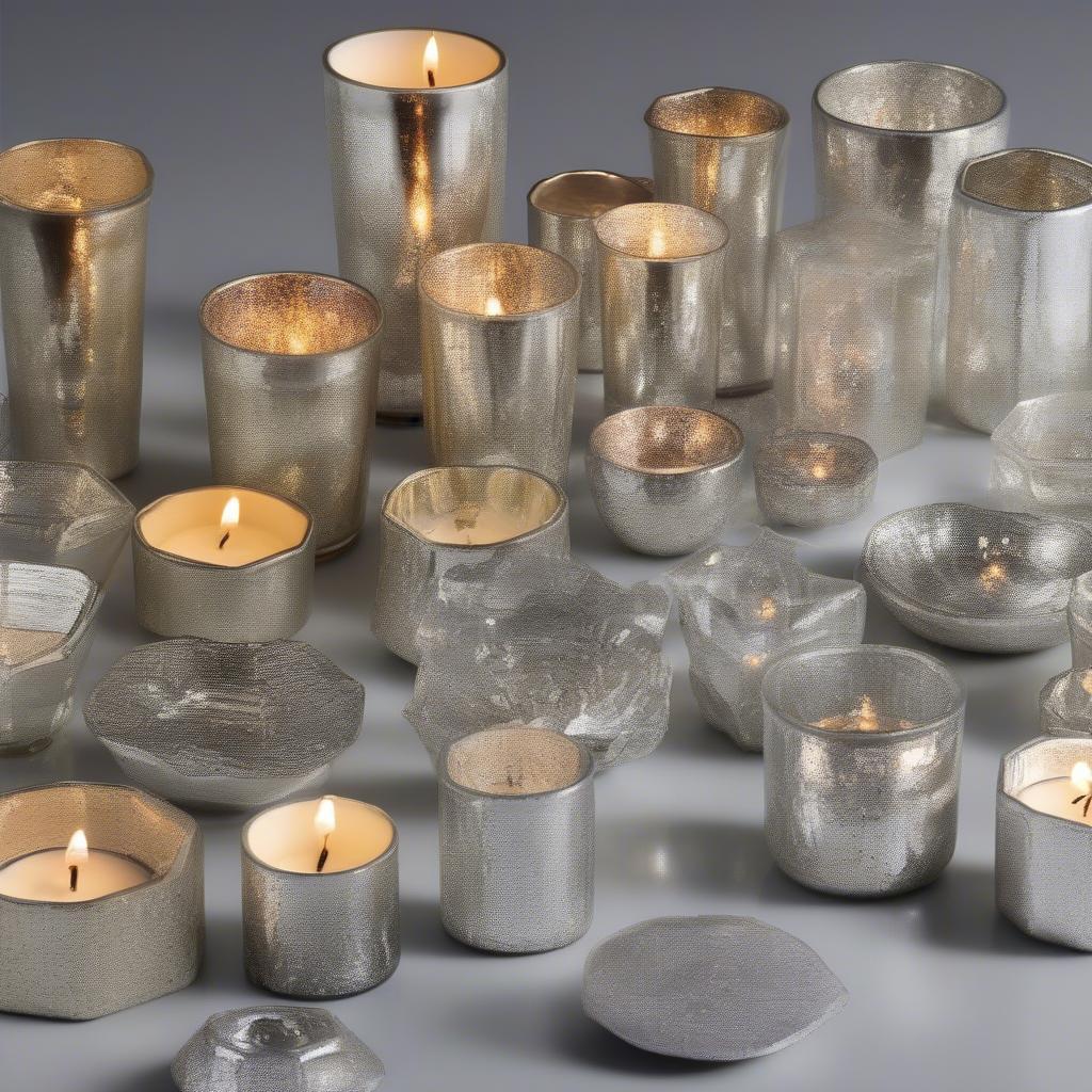 Silver Mercury Votives in Various Shapes and Sizes