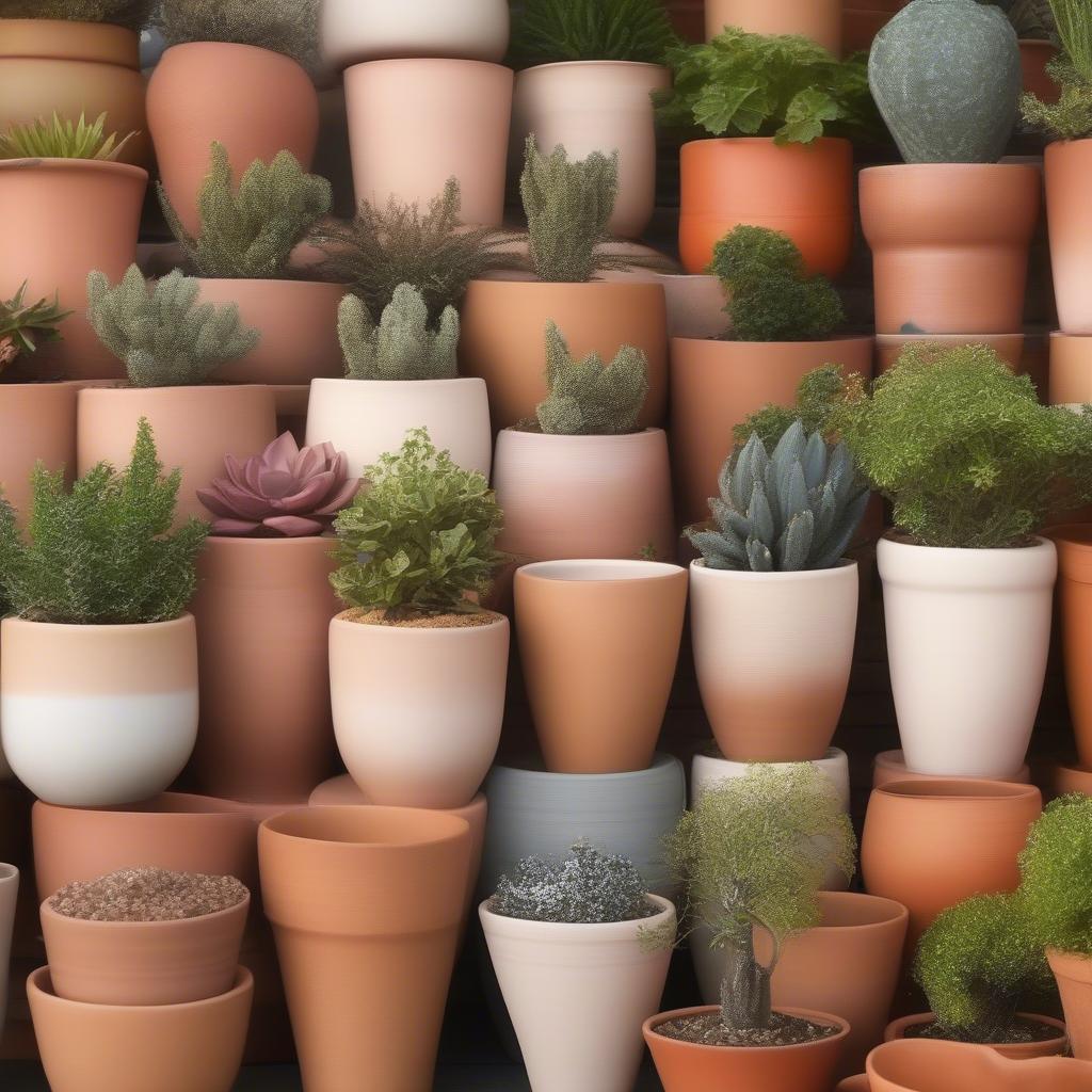 Variety of small ceramic plant pots