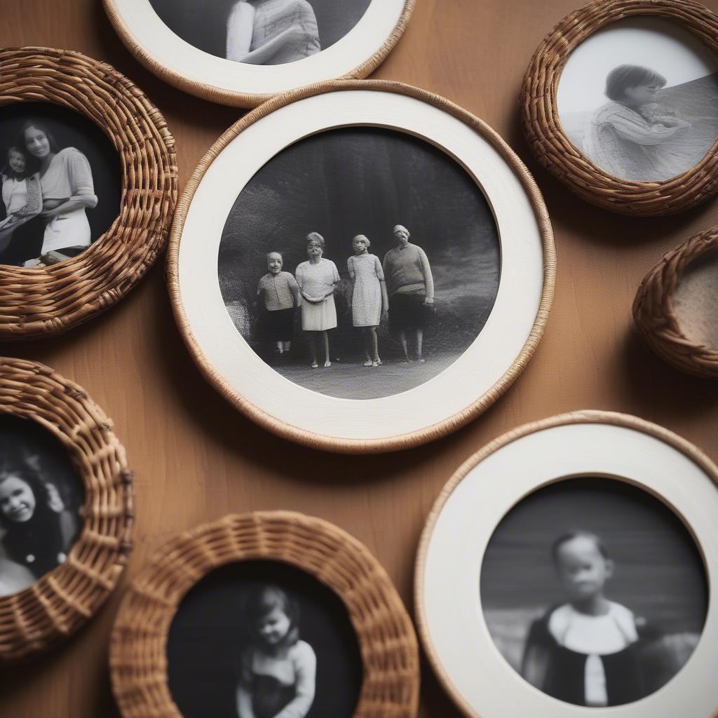 Small Circle Wicker Picture Frames