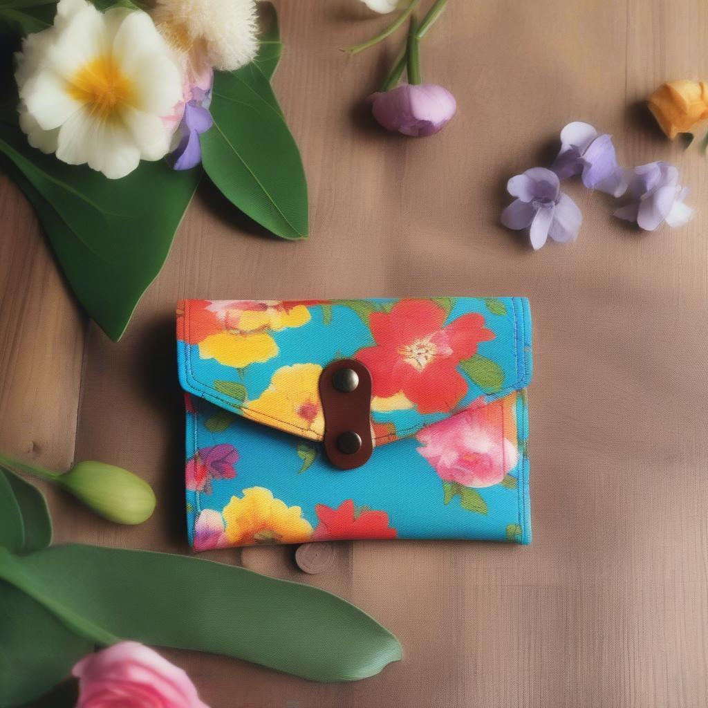 Floral Canvas Small Envelope Wallet