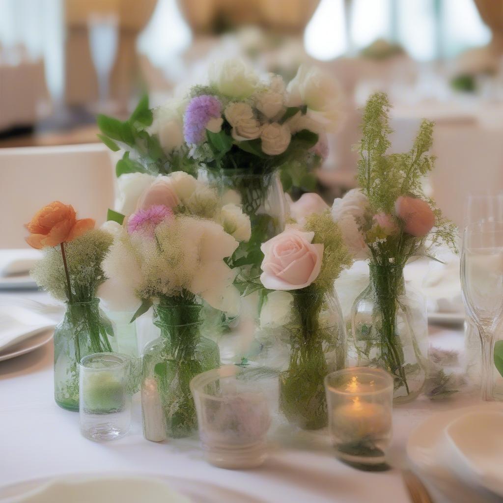 Small Flower Vases as Wedding Centerpiece