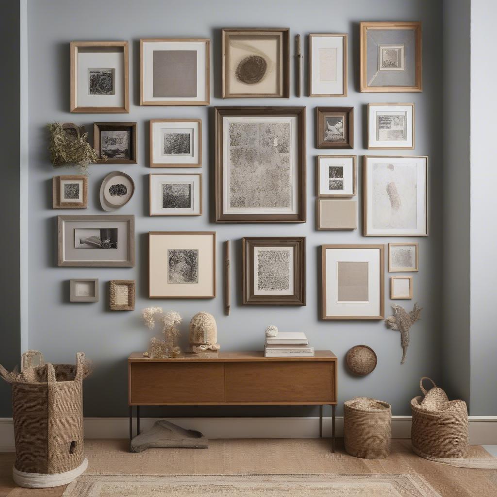 Small framed artwork creates a stunning gallery wall