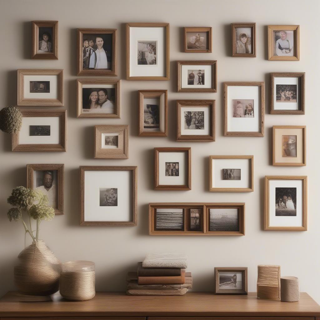 Small Framed Pictures Shelf Arrangement