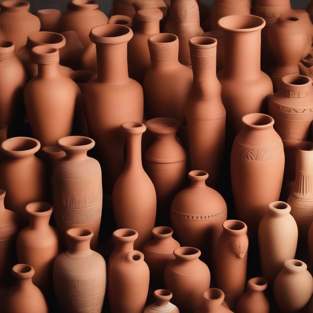 Variety of small terra cotta vases