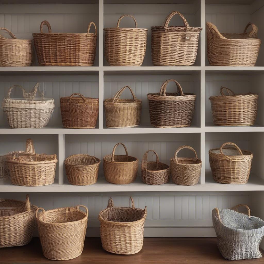 Different styles of small wicker baskets perfect for various uses.