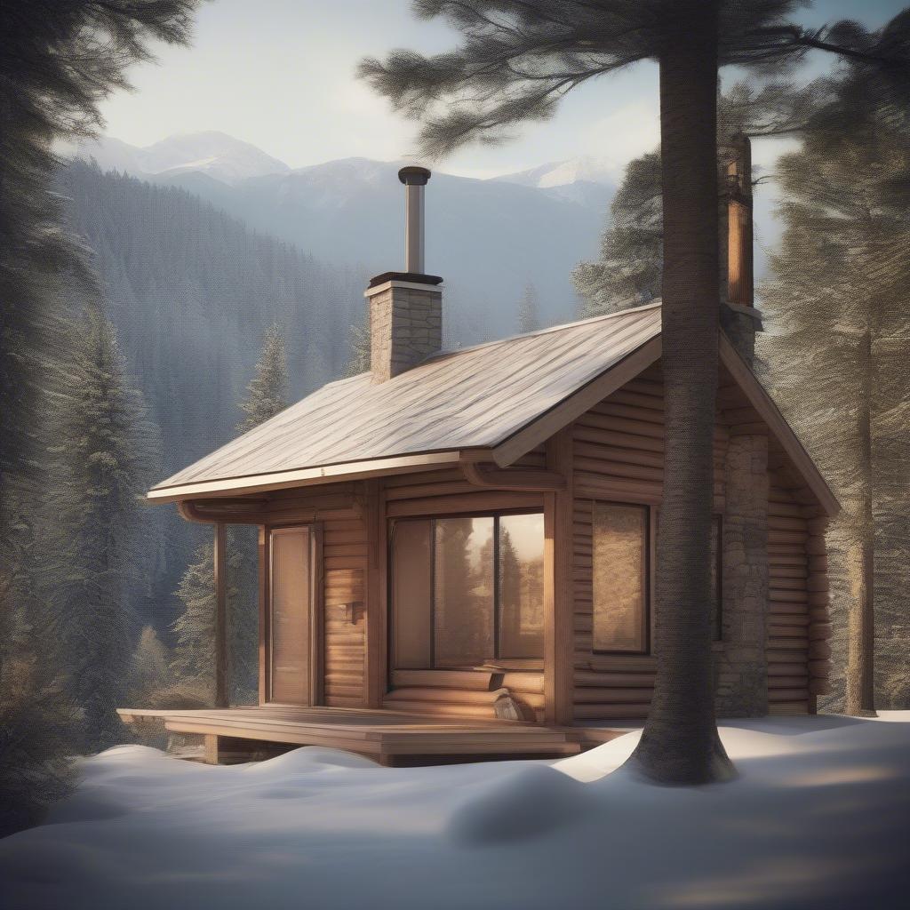 Cozy small wood cabin with a stunning mountain view