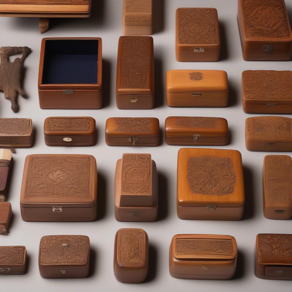 Various Small Wood Pill Boxes