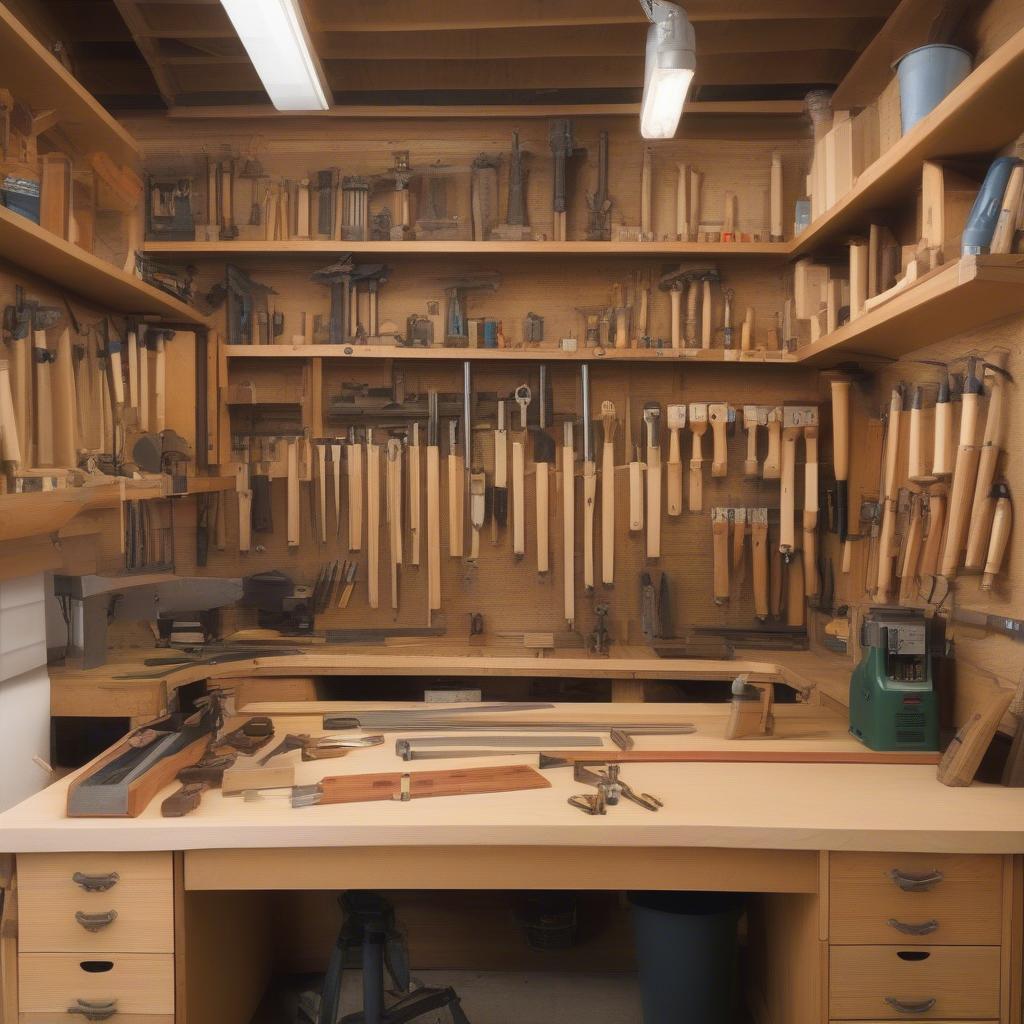 Small Wood Shop Interior with Organized Tools