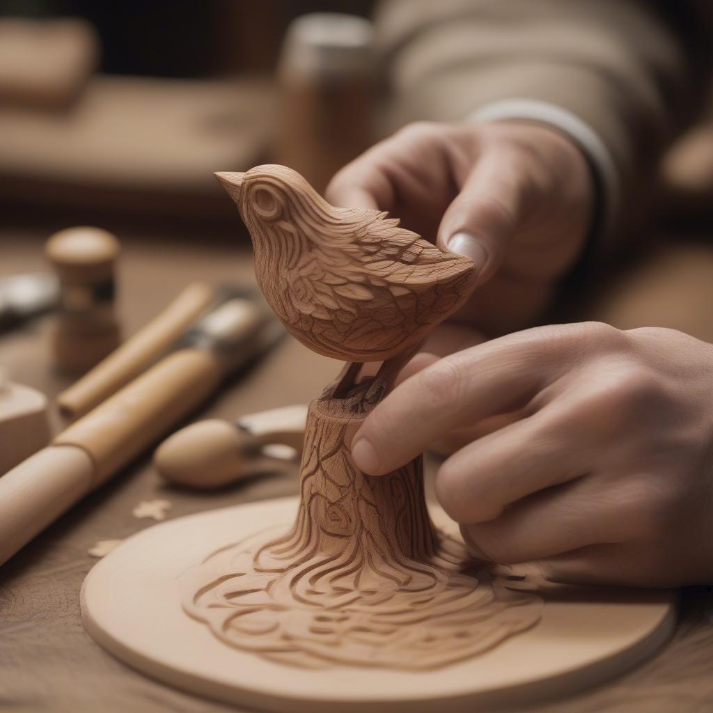 Small Wood Tree Carving