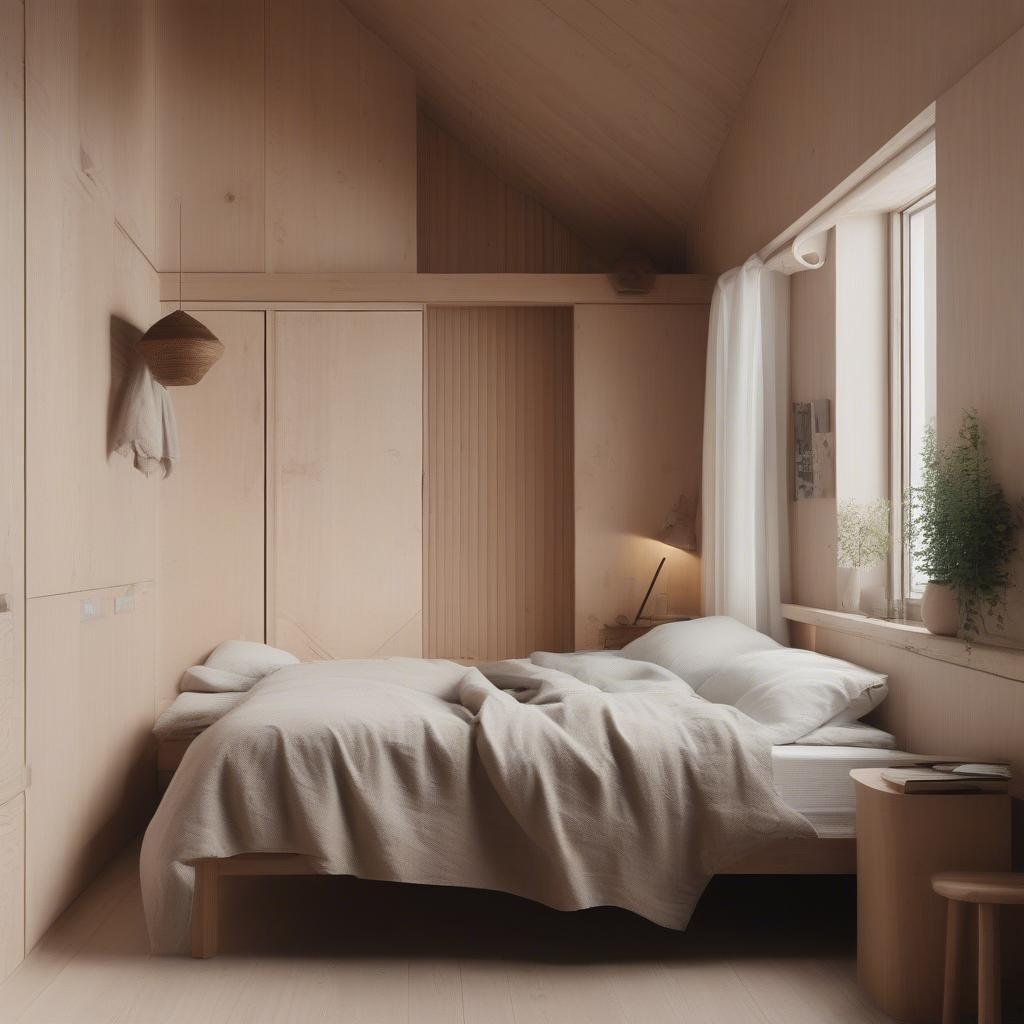 Serene Bedroom in a Small Wooden Cottage