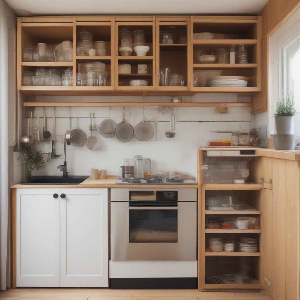 Functional Kitchen in a Small Wooden House