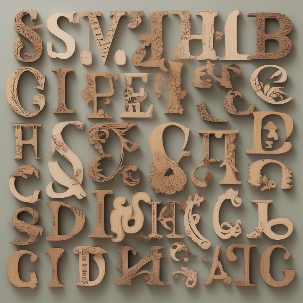 Variety of Small Wooden Initials