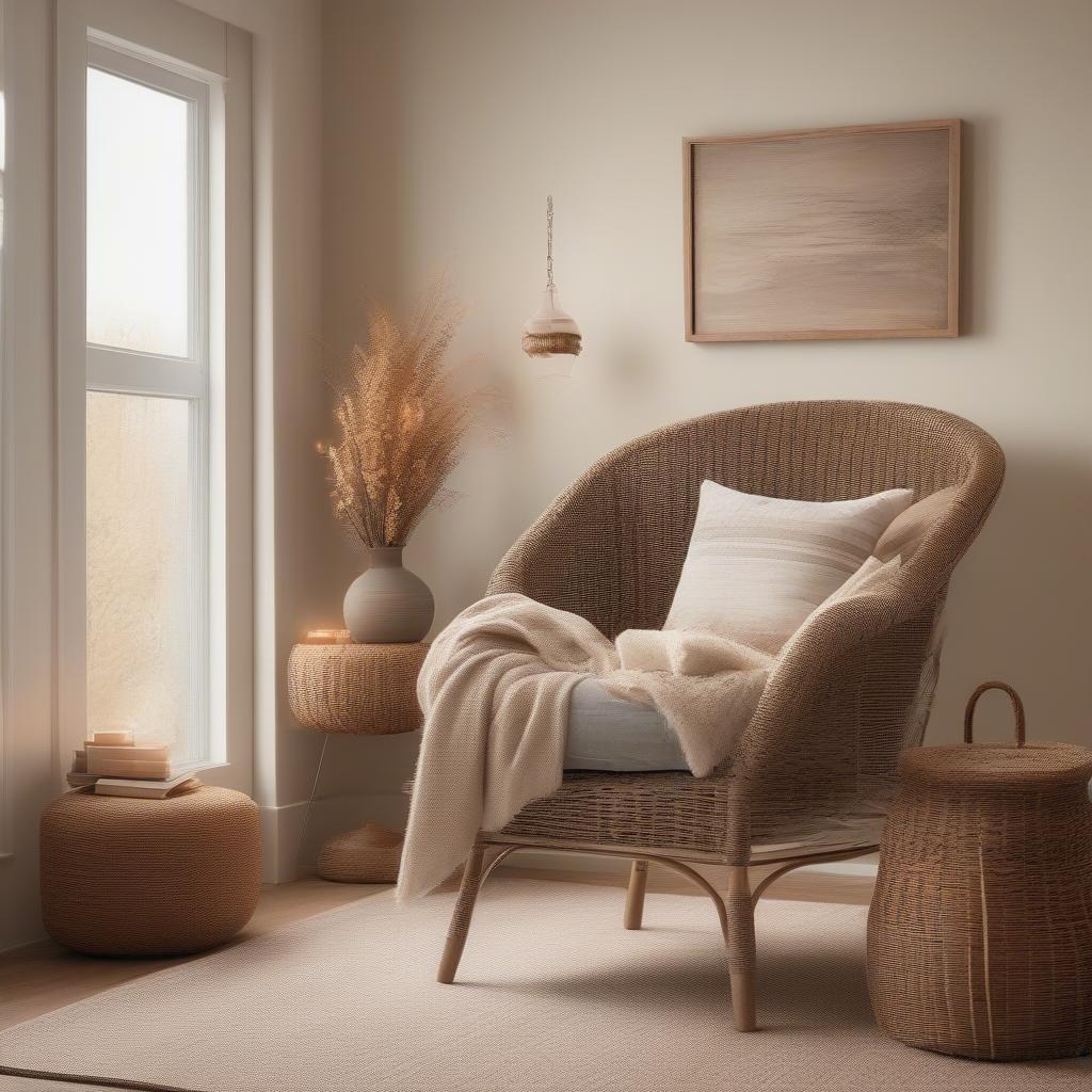 Smallwood design wicker chair in a cozy bedroom