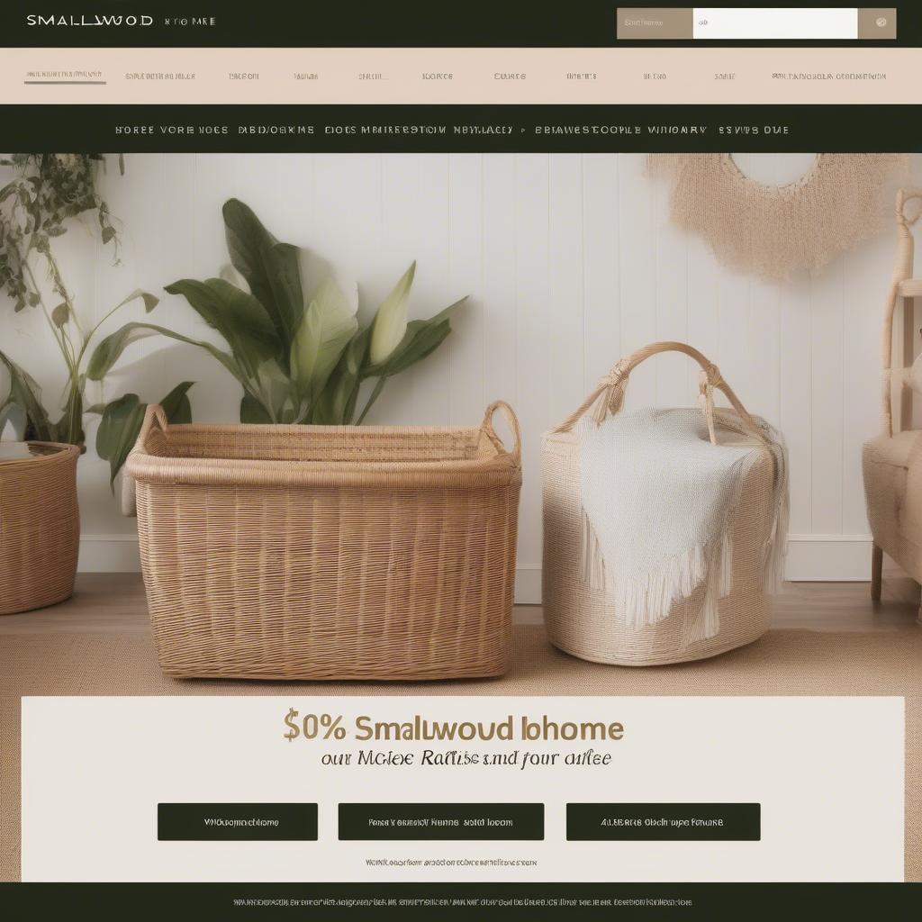 Smallwood Home website with a banner advertising a discount code