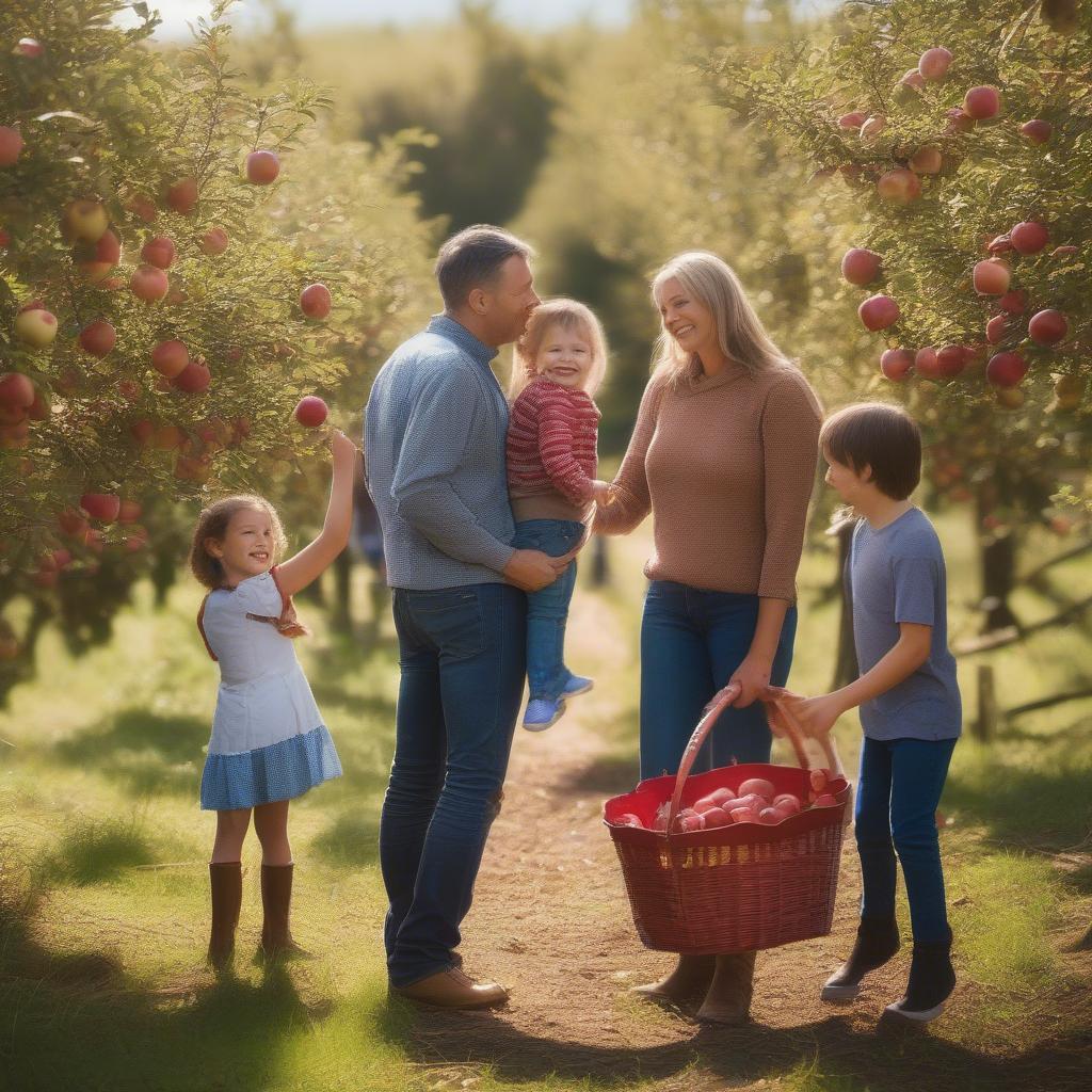 A family enjoying a day at a smallwoods farm