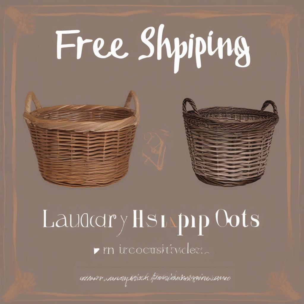 Wicker baskets with a free shipping label, highlighting savings with a Smallwoods free shipping code.