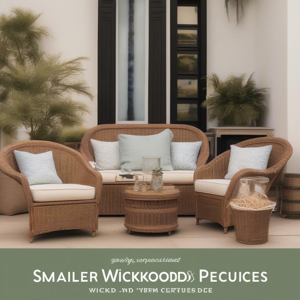 Wicker furniture with a promo code banner