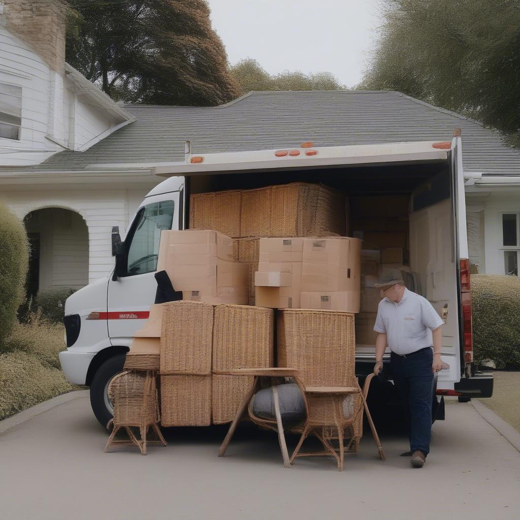 Smallwoods delivery truck transporting wicker and rattan furniture