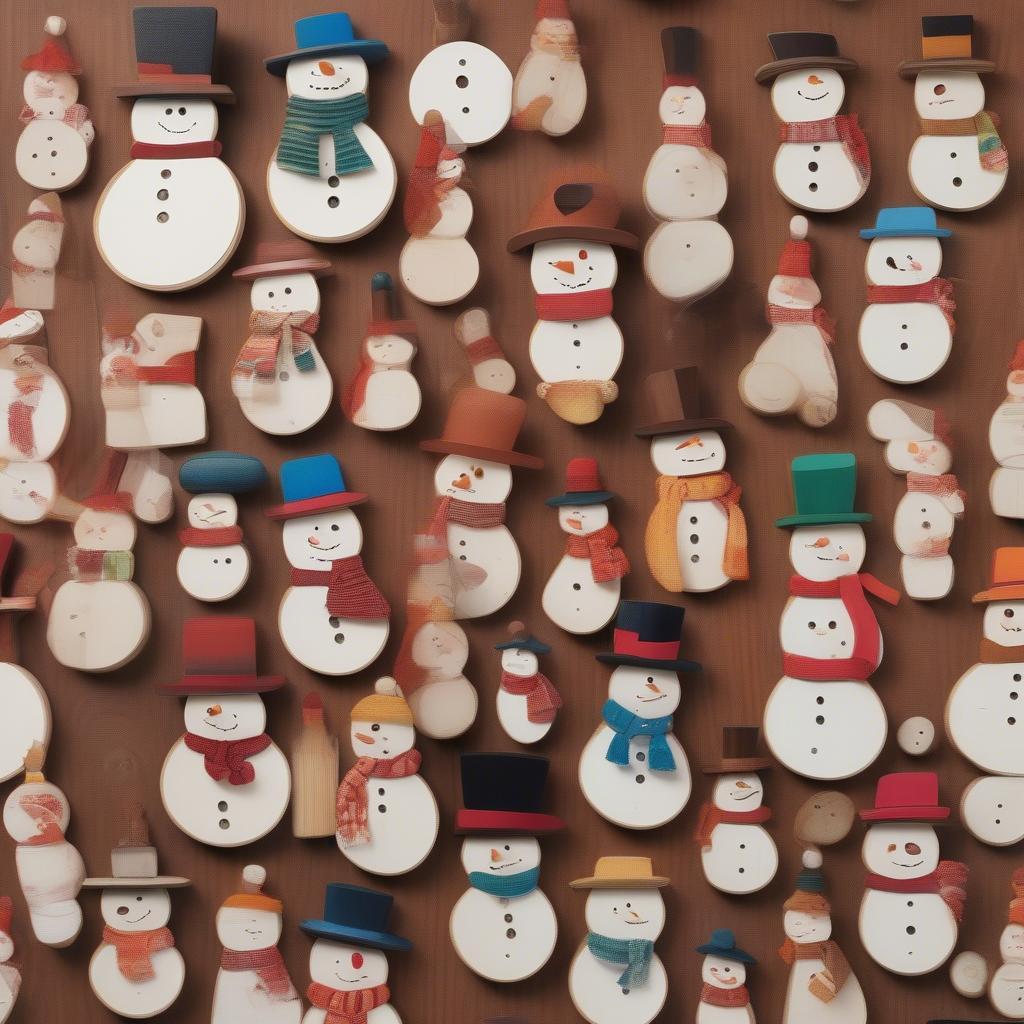 Variety of Snowman Wooden Ornaments