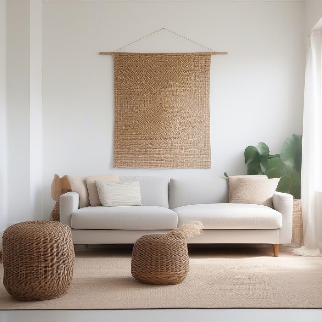 So fresh so clean wicker wall decor in a minimalist living room