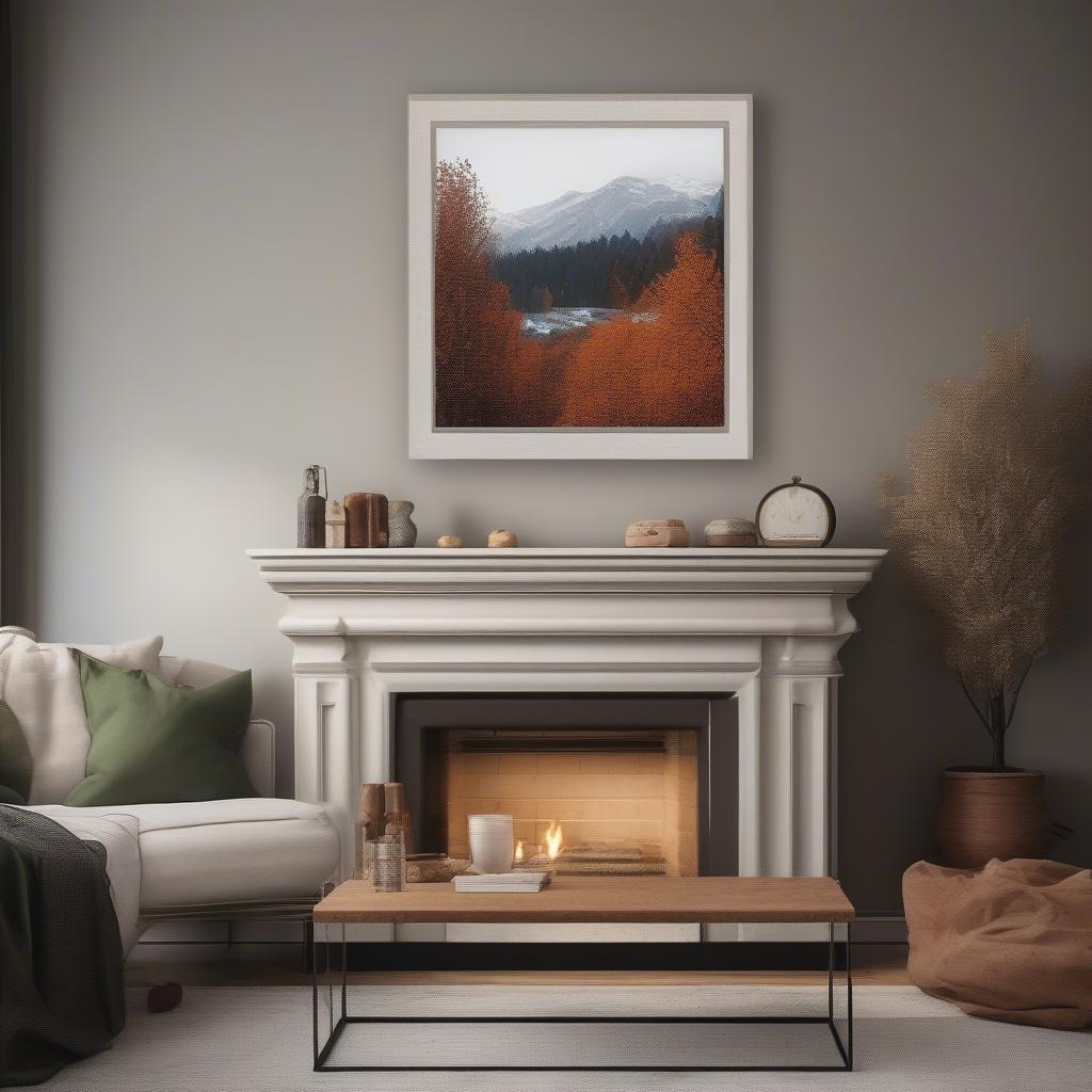 Square Canvas Print Above Fireplace