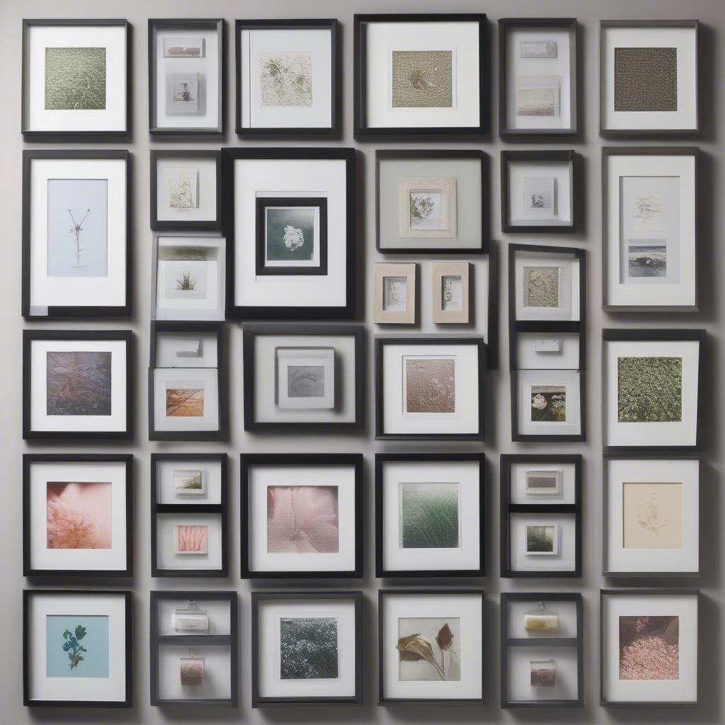 Creative arrangement ideas for square picture frames