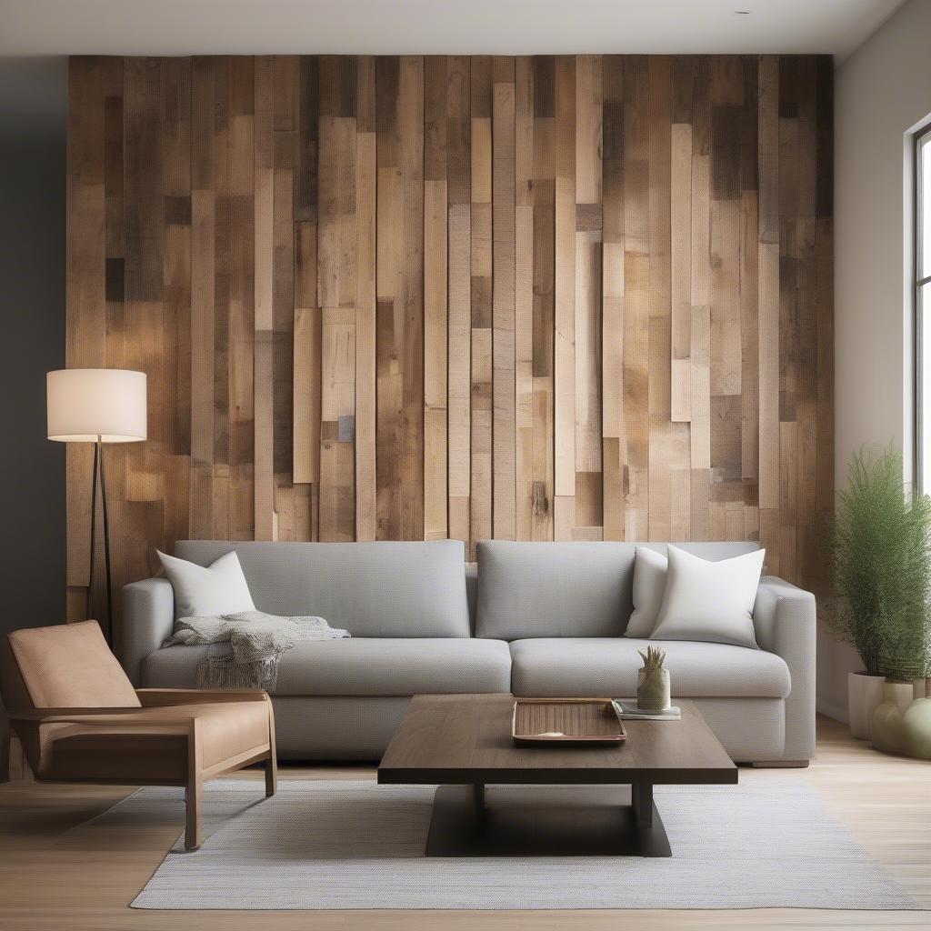 Square Wood Wall Decor in a Living Room