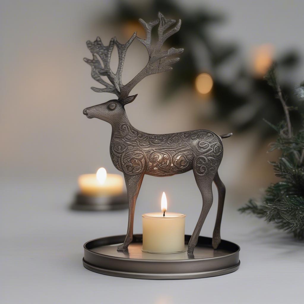 Standing Metal Reindeer Tealight Holder