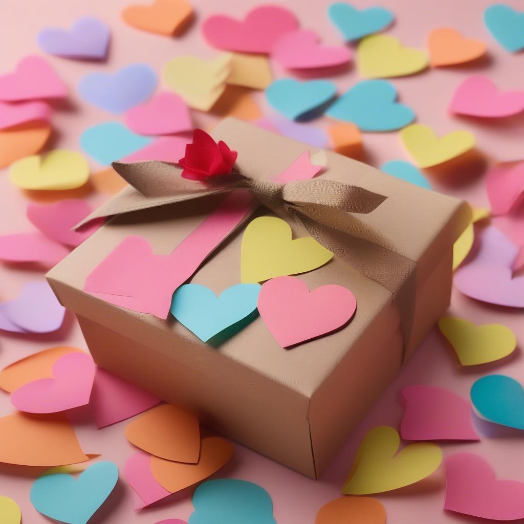 Decorating a Gift Box with Sticky Note Hearts