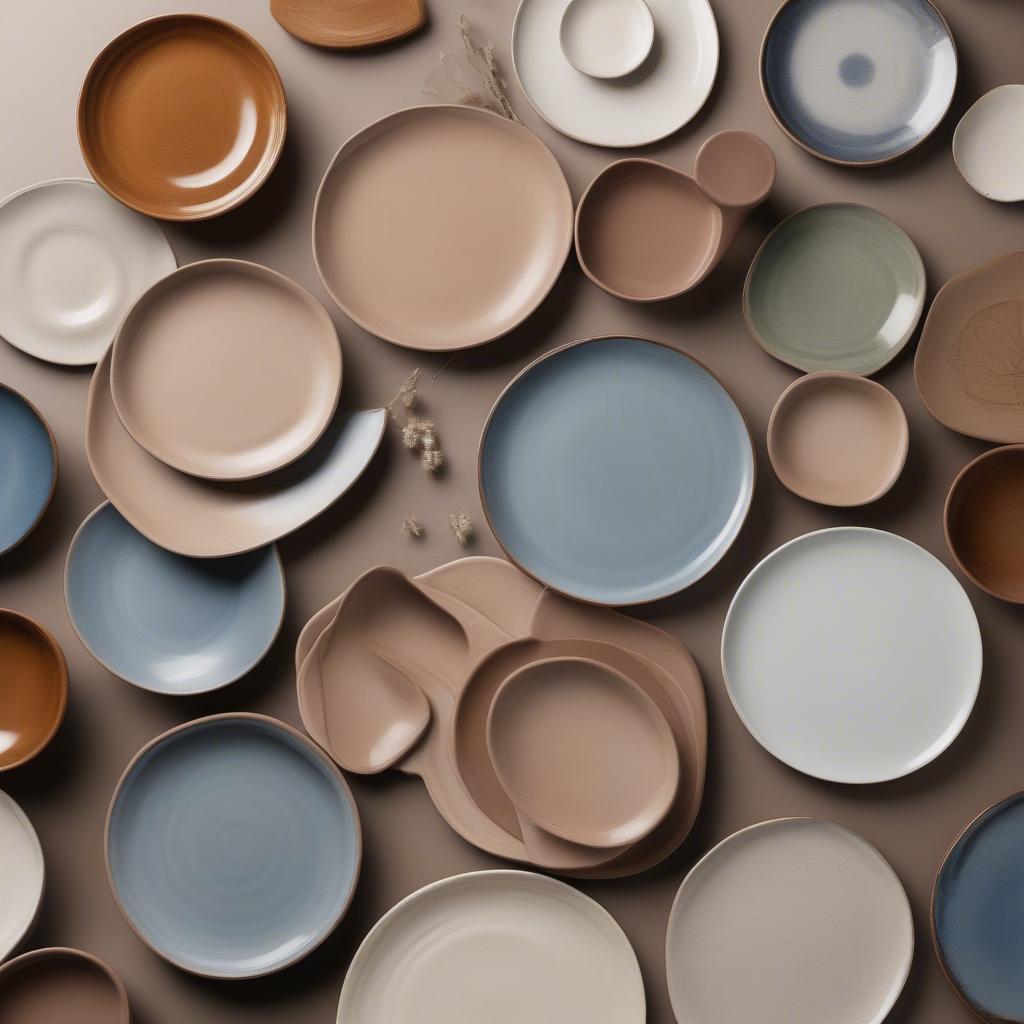 Various Styles of Stoneware Dessert Plates